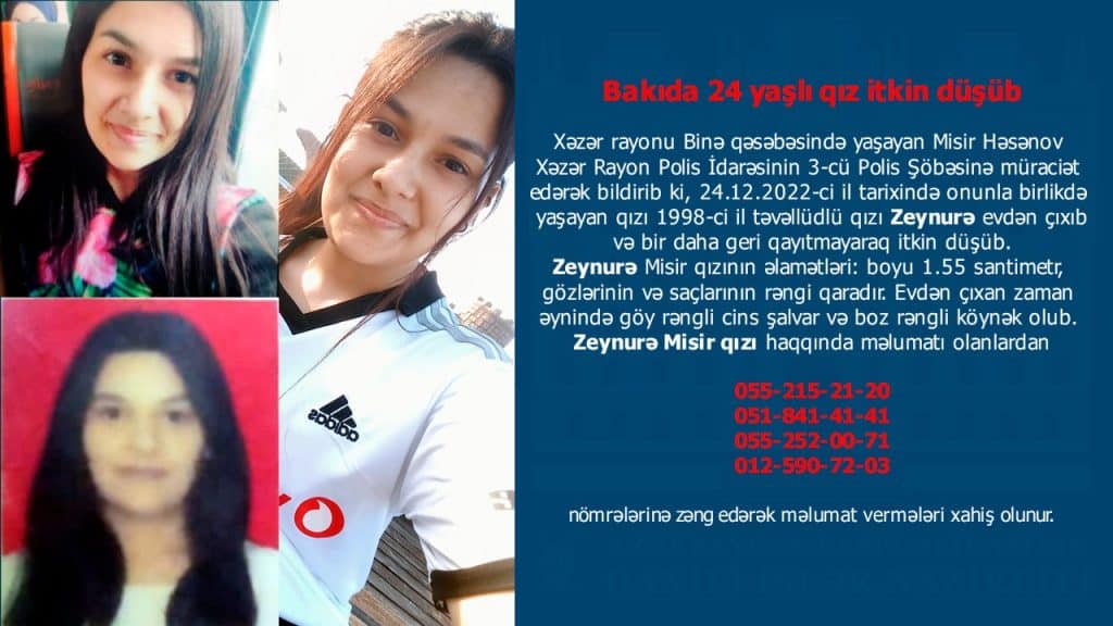 Binə qəsəbəsində yaşayan 24 yaşlı qız itkin düşüb