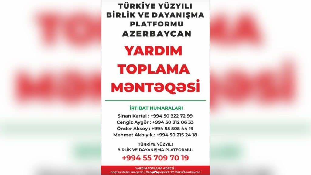 Türkiyənin yardımınıza ehtiyacı var: səfirlik əhaliyə müraciət edib
