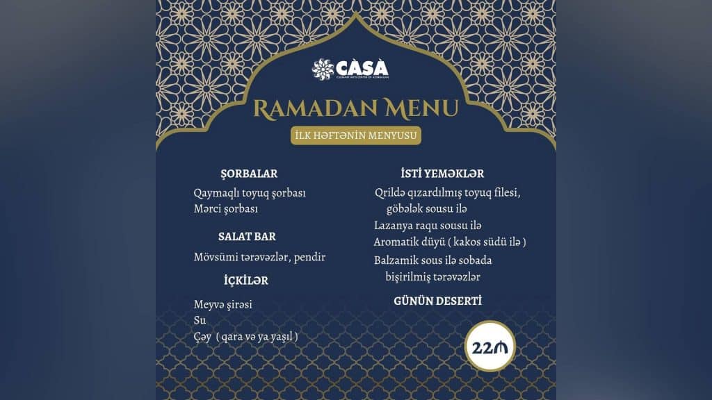CASA Baku Restaurant iftar menyusu