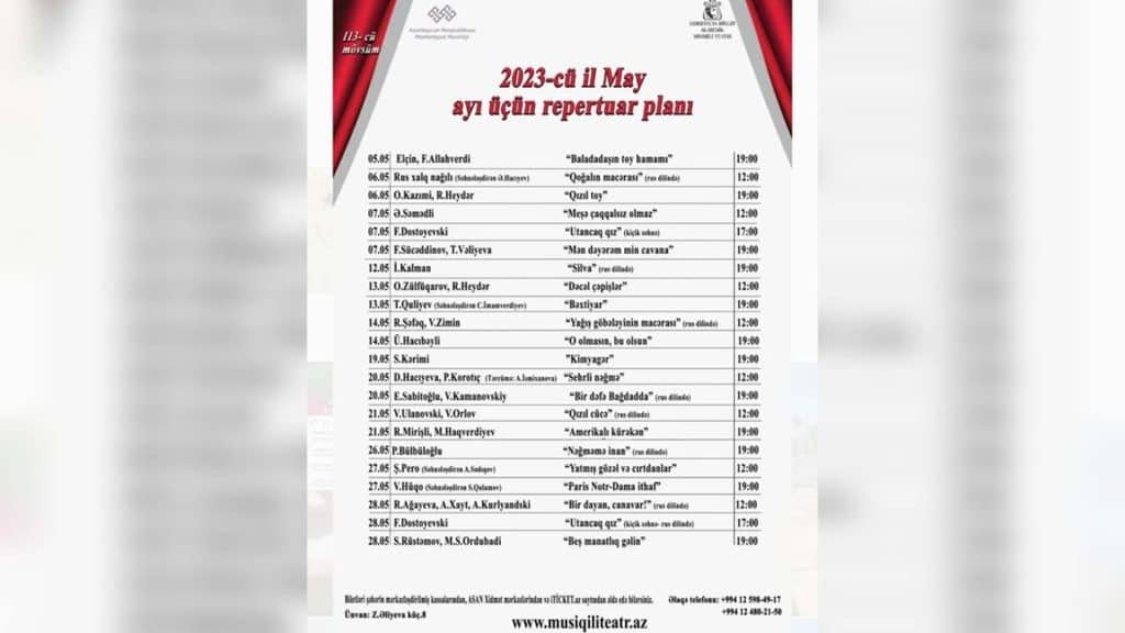 Akademik Musiqili Teatr may cədvəlini təqdim edib
