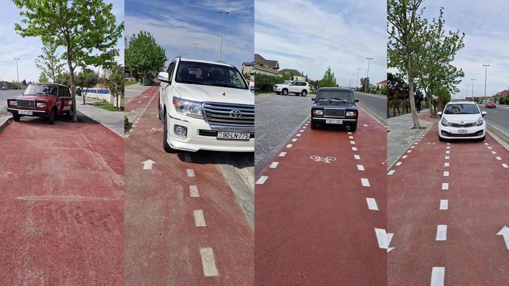 Xəzər rayonunda yeni yaradılmış velosiped zolağı