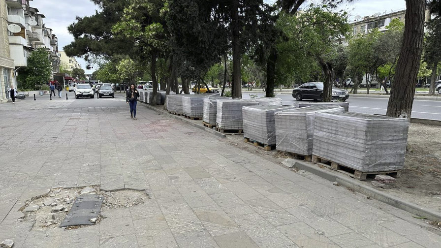 “Nərimanov” metrosunun qarşısı təmir olunur