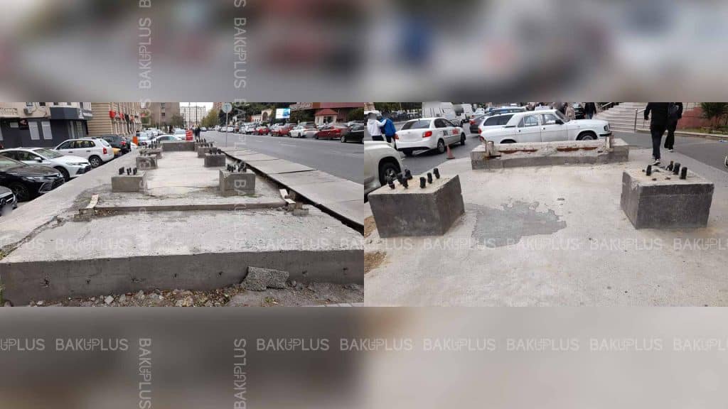 Koroğlu Rəhimov küçəsində köhnə tikili piyada səkisini zəbt edib