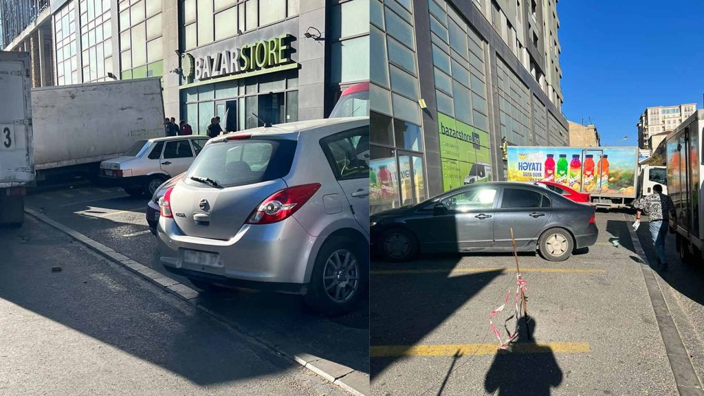 Paytaxtda marketlər mal qəbul edərkən piyadalara əziyyət verir