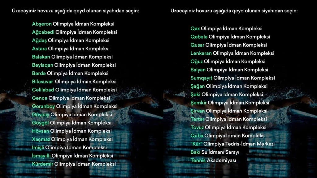 Paytaxtda və respublika ərazisində “Üzgüçülük hamı üçün” yarışı keçiriləcək