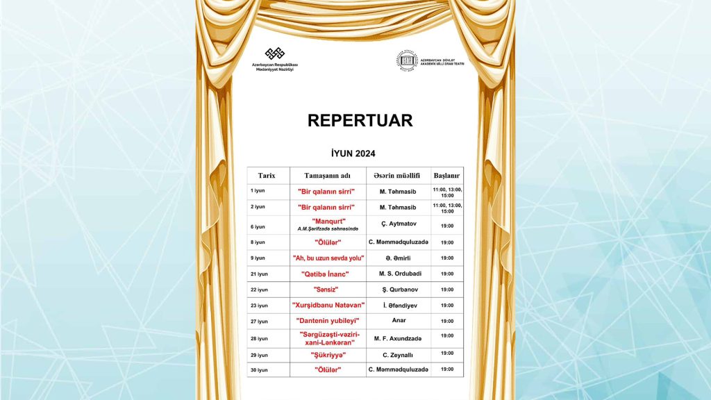 Akademik Milli Dram Teatrı gələn ayın proqramını açıqlayıb