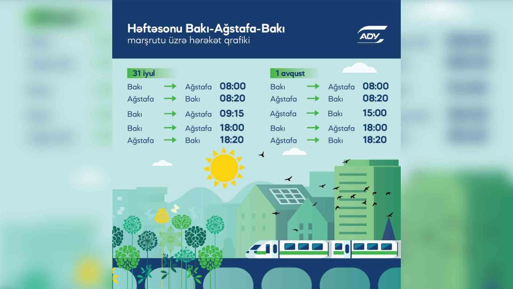 ADY həftəiçi də Bakı-Ağstafa-Bakı marşrutu üzrə reyslərin sayını artırır