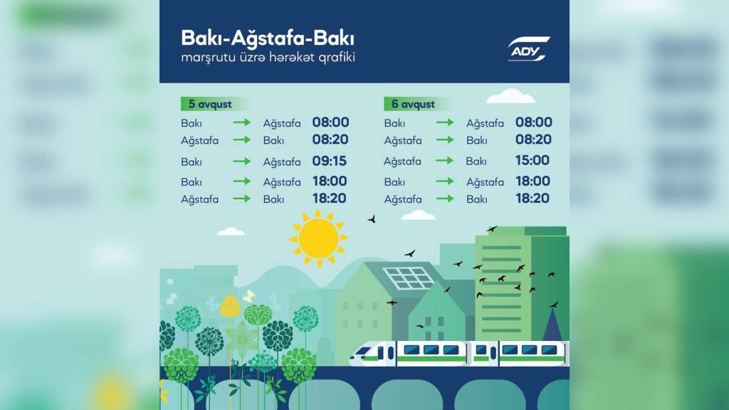 Bakı–Ağstafa–Bakı marşrutu üzrə əlavə dəmir yolu reysləri təyin edilib