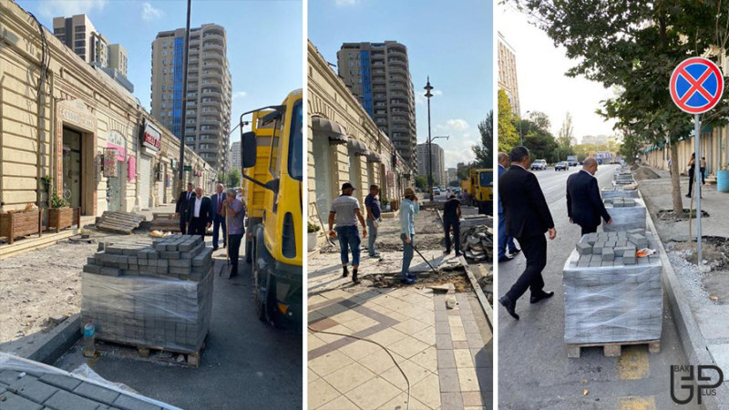 Dilarə Əliyevə və 28 May küçələrində abadlıq işləri aparılır