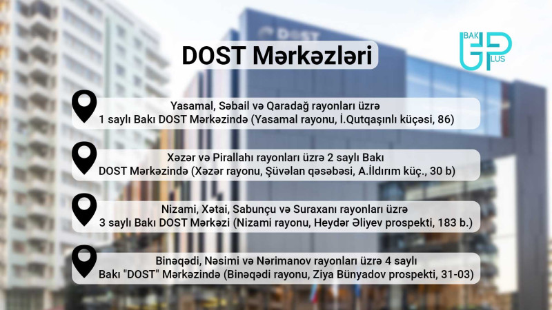 Bakıda DOST mərkəzlərinə qəbul başlayır