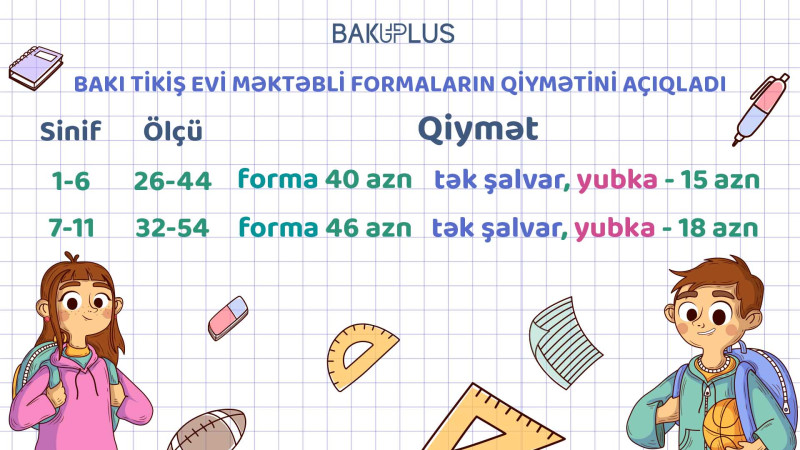 Məktəbli formalarının qiyməti təsdiqləndi