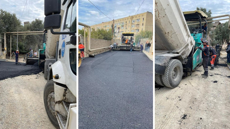 Suraxanı rayonundakı küçələrdən birində təmir-bərpa işləri aparılır