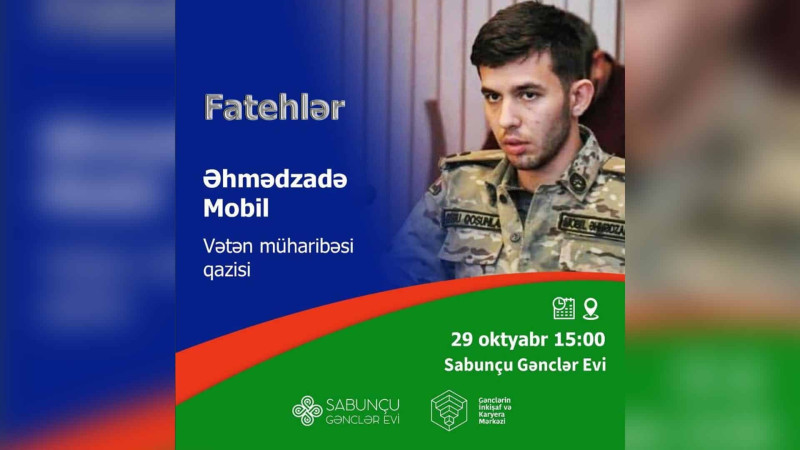 Sabunçu Gənclər Evində Vətən müharibəsinin iştirakçısı ilə görüş baş tutacaq