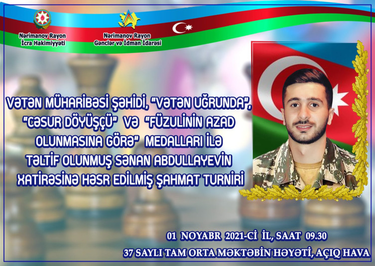 Nərimanov rayonunda Vətən müharibə şəhidin adına şahmat turniri keçirilib