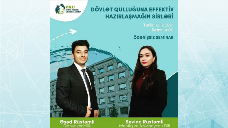 Bakıda Dövlət Qulluğuna effektiv hazırlaşmağın sirləri adlı ödənişsiz seminar keçiriləcək