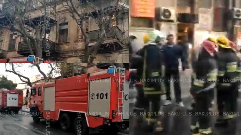 Bakının mərkəzində 1 otaqlı mənzil yanıb