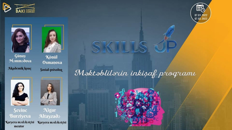 Bakı Gənclər Mərkəzi məktəblilər üçün ödənişsiz “Skillsup” proqramı təşkil edir