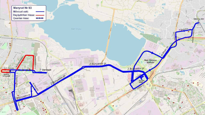 Paytaxt avtobuslarının daha birinin hərəkət sxemi dəyişib