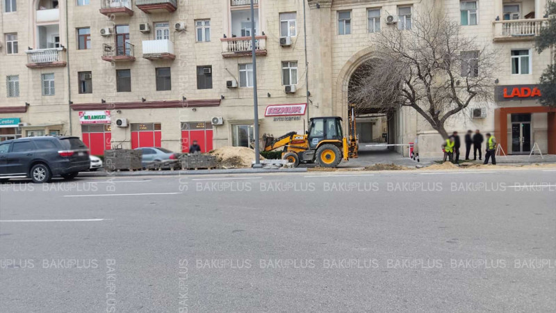 Yasamal: Nərimanov prospektində səkilər təmir olunur