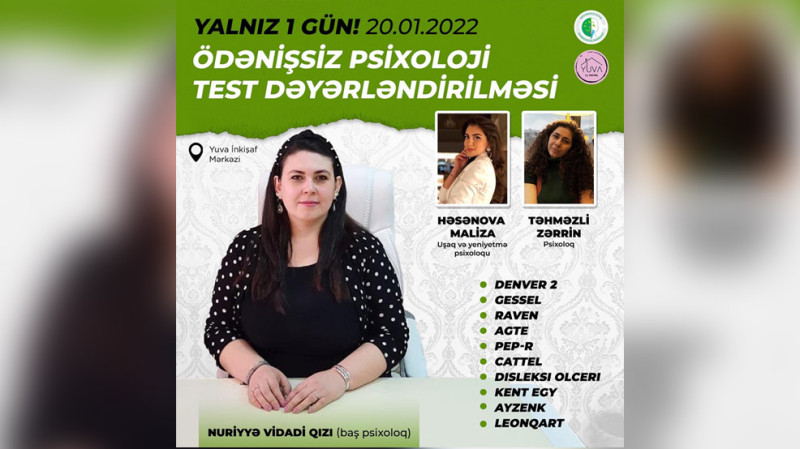 Bakıda uşaqlar üçün ödənişsiz psixoloji test keçiriləcək