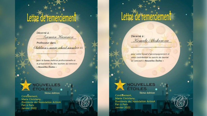 35 nömrəli onbirillik musiqi məktəbinin şagirdi Parisdə keçirilən müsabiqədə uğur qazanıb