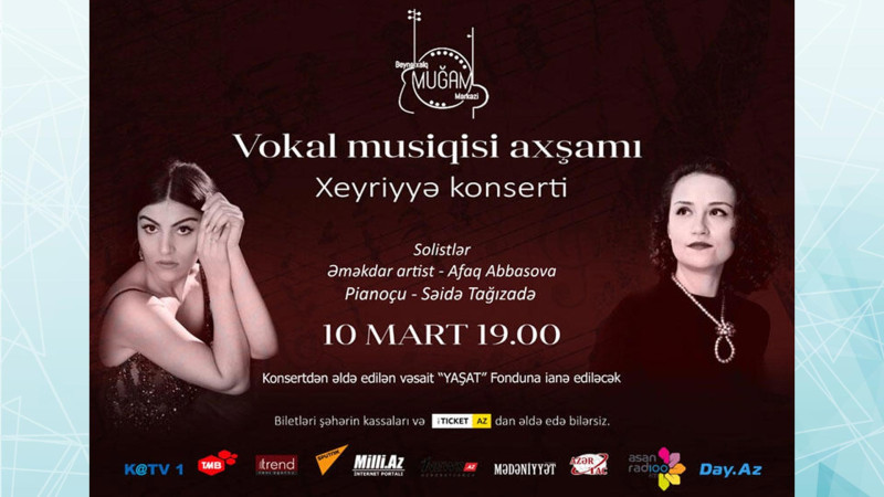Beynəlxalq Muğam Mərkəzində xeyriyyə konserti keçiriləcək