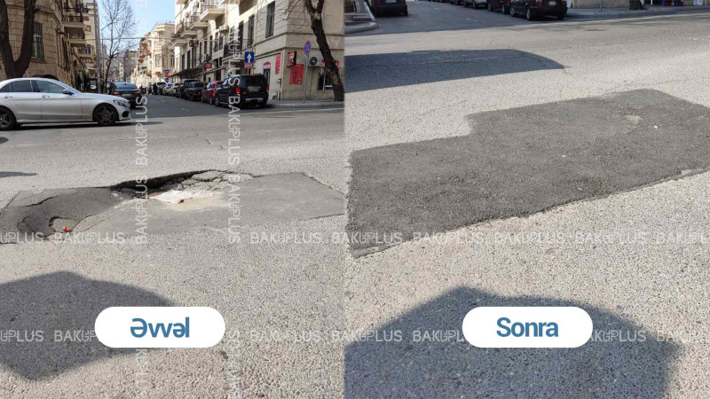 “Nizami” metrosunun yaxınlığında çökmüş yol təmir olunub