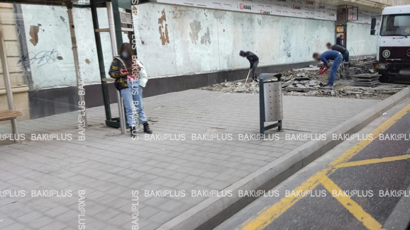 Yasamalda abadlıq işləri aparılır: səkilər təmir olunur