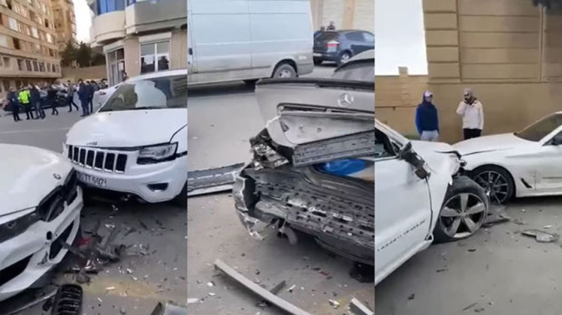 Bakıda 5 avtomobilin iştirakı ilə zəncirvari qəza baş verib