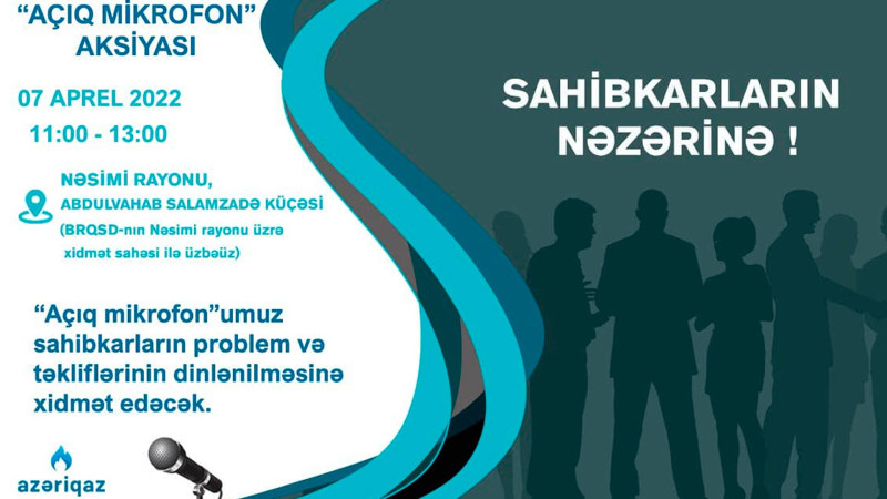 Nəsimi rayonunda “Açıq mikrofon” aksiyası keçiriləcək