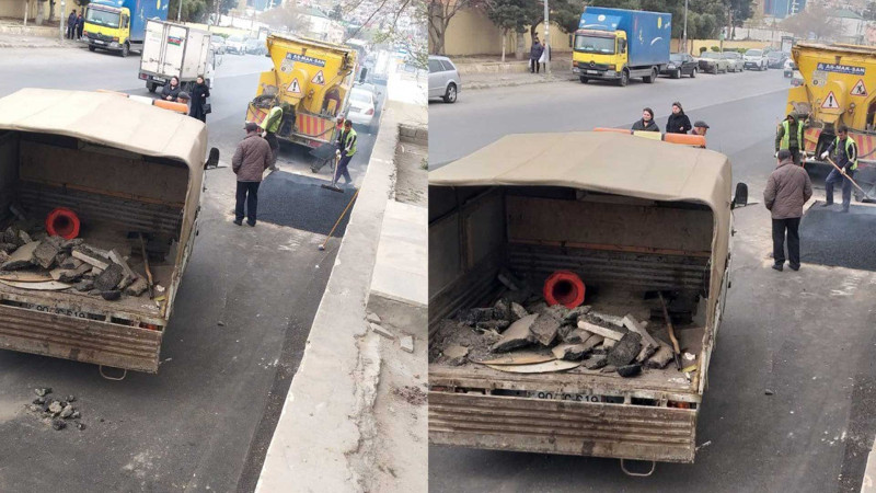 Bakıda yarımçıq asfaltlanmış yolda işlər tamamlanıb