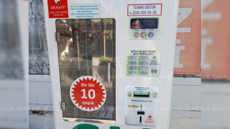 Bakıda 1 litr suyu 10 qəpiyə satan aparatlar quraşdırılıb