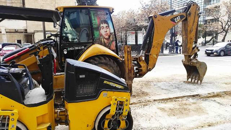 Azadlıq prospektinin daha bir hissəsində təmir işləri aparılır