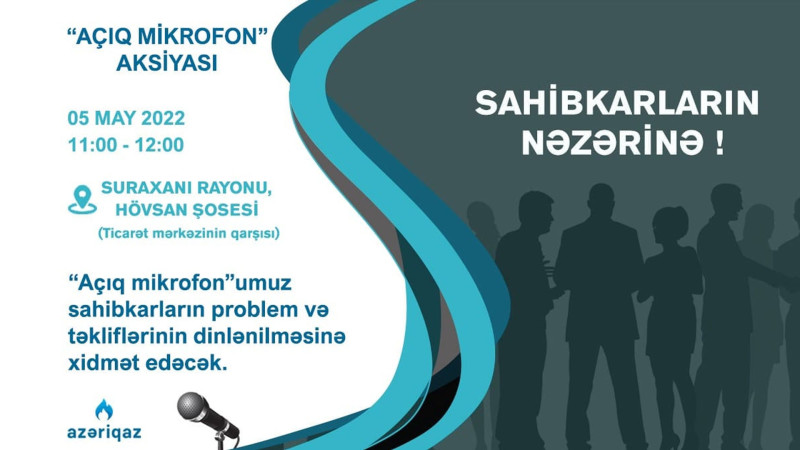 Suraxanı: Hövsan şosesində “Azəriqaz” İB açıq mikrofon keçirəcək