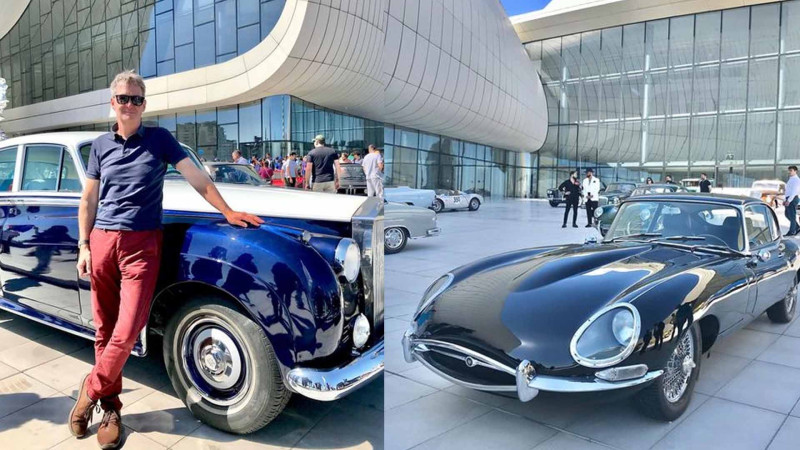 Böyük Britaniya səfiri Bakıda retro avtomobil idarə edib