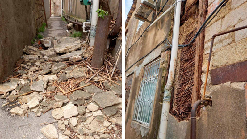 Bakıda güclü külək nəticəsində yaşayış binasının bir hissəsi uçub