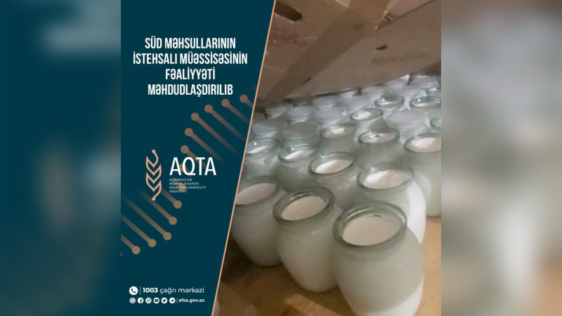 Sabunçu rayonunda süd məhsullarının istehsalı müəssisəsi bağlanıb