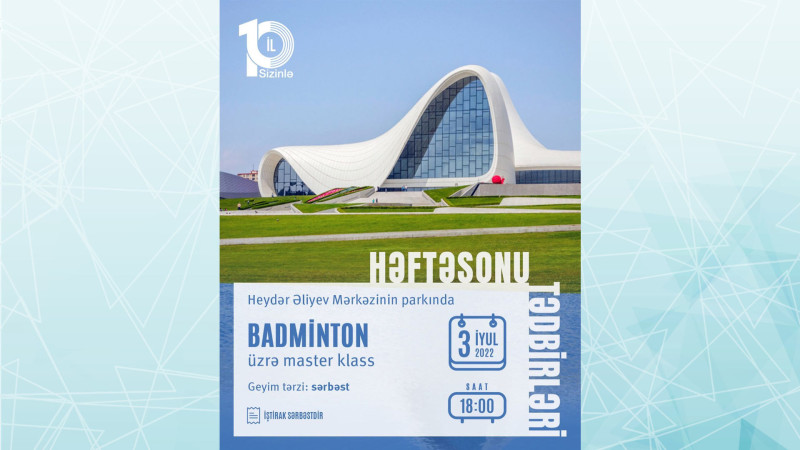 Heydər Əliyev Mərkəzinin parkında yoqa və badminton üzrə təlimlər baş tutacaq
