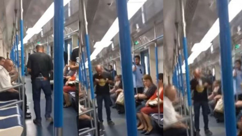 Metroda sərnişinlərdən biri siqaret çəkib