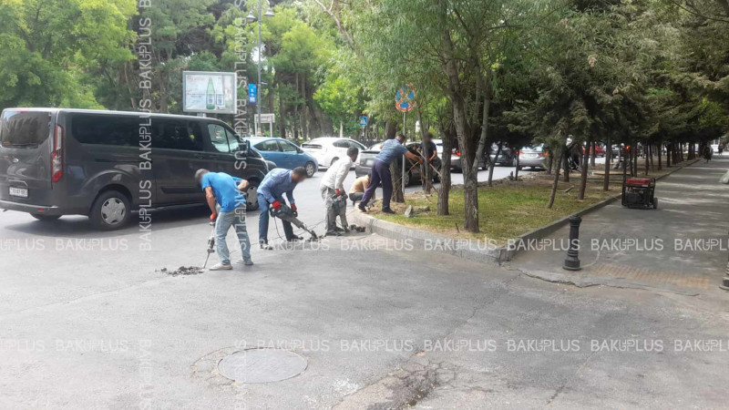 Bakının mərkəzi yollarında yenilənmə işləri aparılır