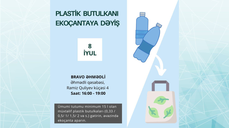 Bakıda “Plastik butulkanı ekoçantaya dəyiş” aksiyasının növbəti ünvanı bəlli olub