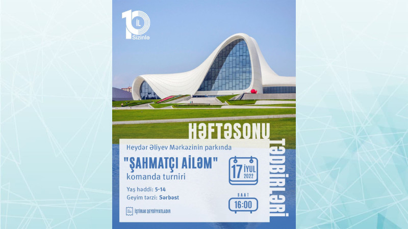 Heydər Əliyev Mərkəzinin parkında şahmat üzrə açıq turnir keçiriləcək