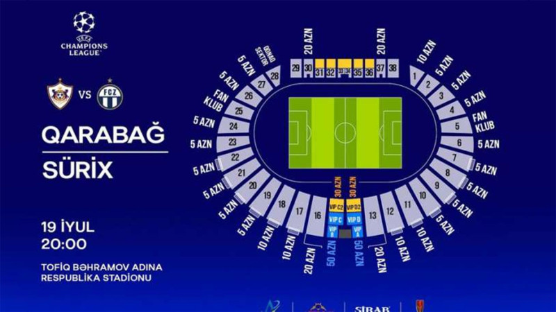 Bakıda keçiriləcək Qarabağ - Sürix matçının biletləri sabahdan satışa çıxarılır