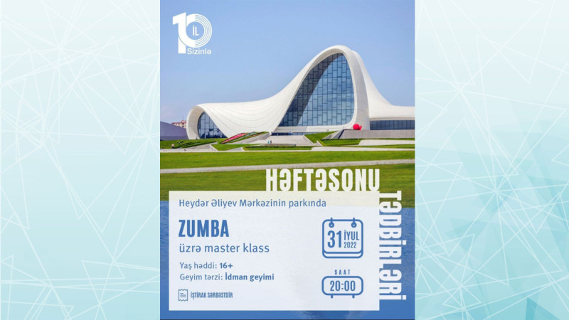 Heydər Əliyev Mərkəzinin parkında zumba üzrə məşq keçiriləcək