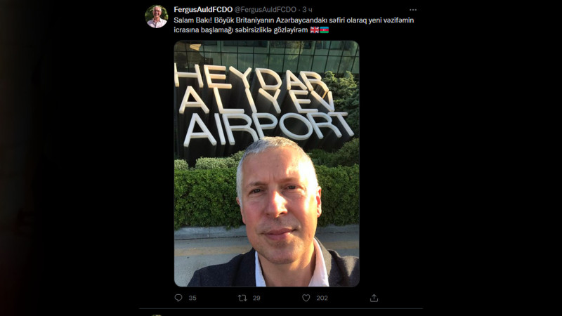 Britaniyanın yeni səfiri Bakıya gəlib