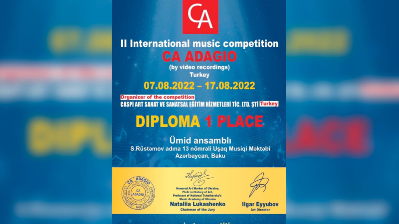 13 nömrəli uşaq musiqi məktəbinin şagirdləri Tükiyədə keçirilən müsabiqədə uğur qazanıblar