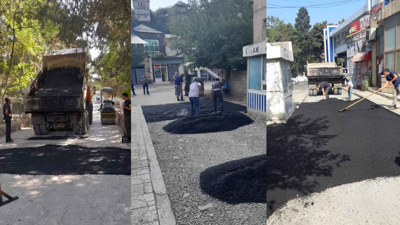 Binəqədidə şəhidin adına olan parkda asfaltlama işləri aparılır