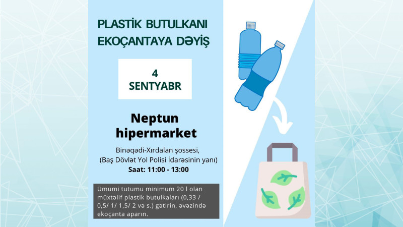 Binəqədi rayonunda plastik butulkaları ekoçantaya dəyişmək mümkün olacaq