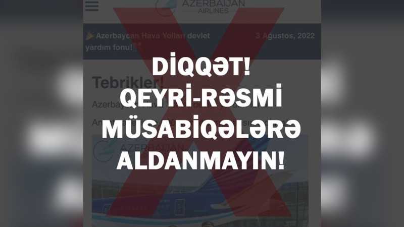 AZAL dələduzların şirkət adından mesaj göndərməsi ilə bağlı xəbərdarlıq edib