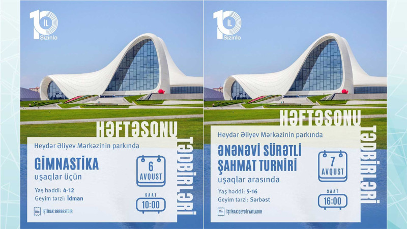 Həftəsonu Heydər Əliyev Mərkəzinin parkında uşaqlar üçün xüsusi proqram hazırlanıb